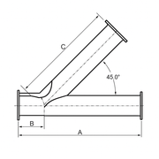 28AMP Tri-Clamp Lateral "Y" Wye-Tri-Clamp Fittings-Gorman & Smith-