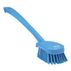 Stiff Washing Brush with Long Handle - 16.3"-Food Handling Tools-Vikan-Blue-Polypropylene-