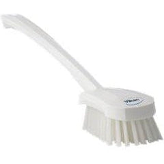 Stiff Washing Brush with Long Handle - 16.3"-Food Handling Tools-Vikan-White-Polypropylene-