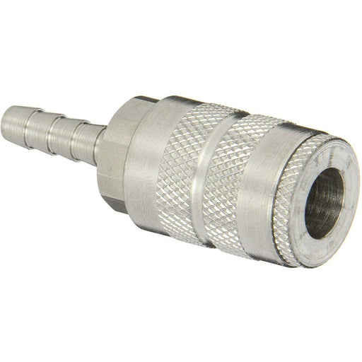 D-Type Industrial Pneumatic Hose Barb Coupler with Manual Close-Industrial Hardware-Dixon-303 Stainless Steel-1/4" (0.25")-1/4" (0.25")