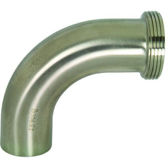 B2T Polished 90° Threaded Bevel Seat x Weld Elbows-Sanitary Fittings-Dixon-