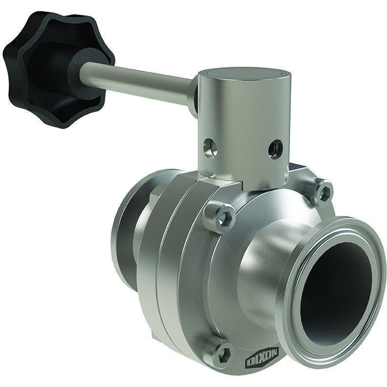 B5107 Series Butterfly Valve with Infinite Handle-Sanitary Valves-Dixon-Clamp-Silicone-1"