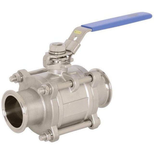 BV2GG Non-Encapsulated 2-Way 3 Piece Stainless Steel Ball Valve-Sanitary Valves-Dixon-