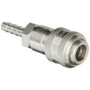 D-Type Industrial Pneumatic Hose Barb Coupler with Automatic Close-Industrial Hardware-Dixon-303 Stainless Steel-1/4" (0.25")-1/4" (0.25")