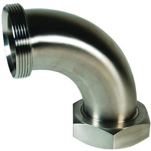 B2F Threaded Bevel Seat x Plain Bevel Seat with Hex Nut 90° Elbows-Sanitary Fittings-Dixon-