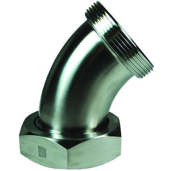 B2P Threaded Bevel Seat x Plain Bevel Seat with Hex Nut 45° Elbows-Sanitary Fittings-Dixon-